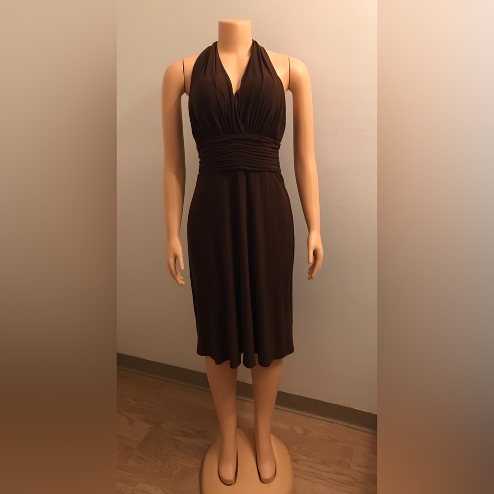 NWOT EVAN PICONE SOFT STRETCH JERSEY DRESS CHOCOLATE BROWN SIZE L